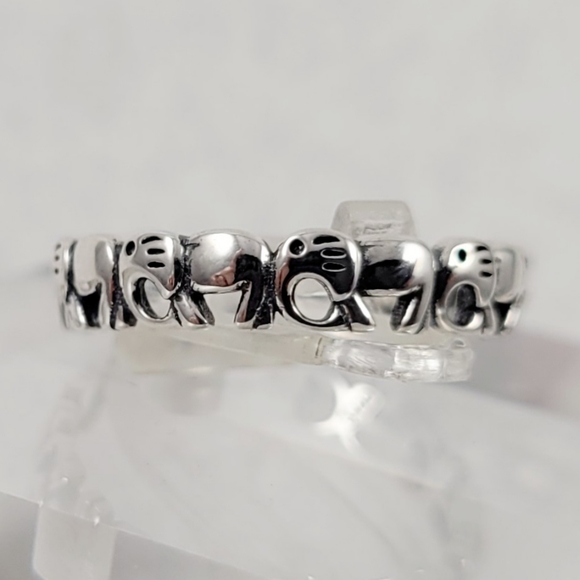 Sterling Silver Elephant Eternity Band - Picture 10 of 13